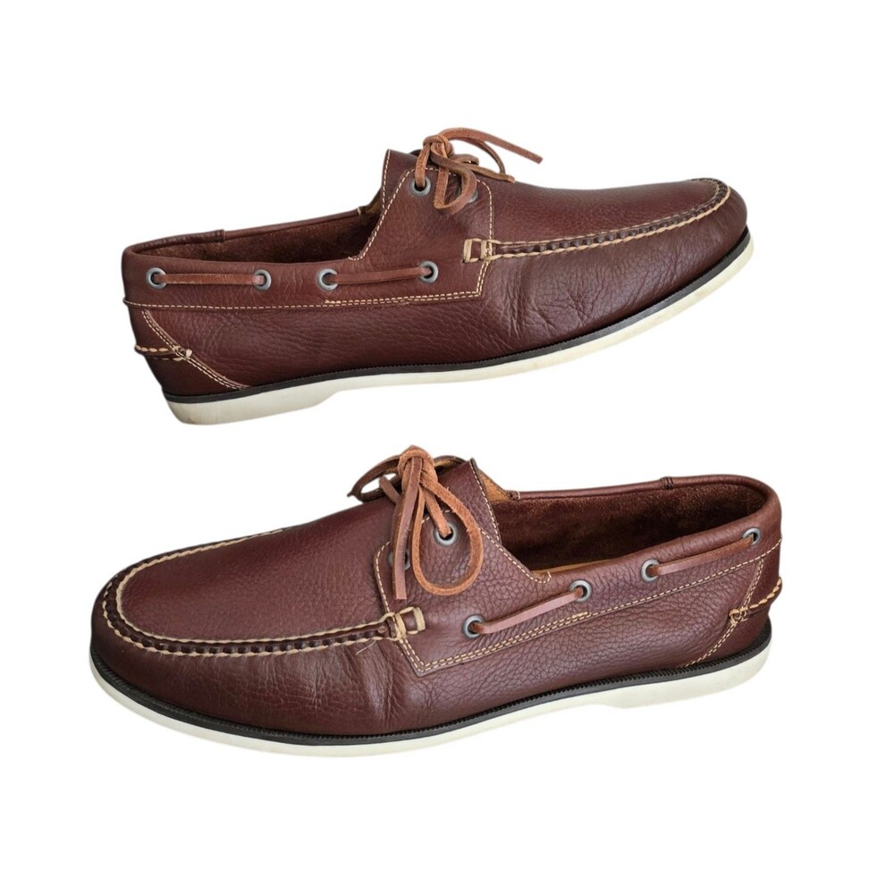 Peter Millar Boat Shoes Mens Size 11M Brown Leather Lace Up